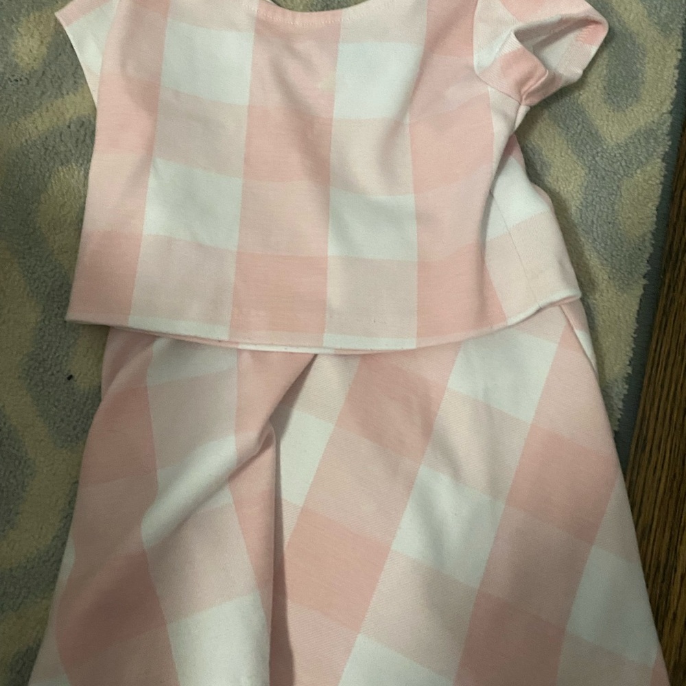 Polo by Ralph Lauren Pink and White gingham matching set skirt and top